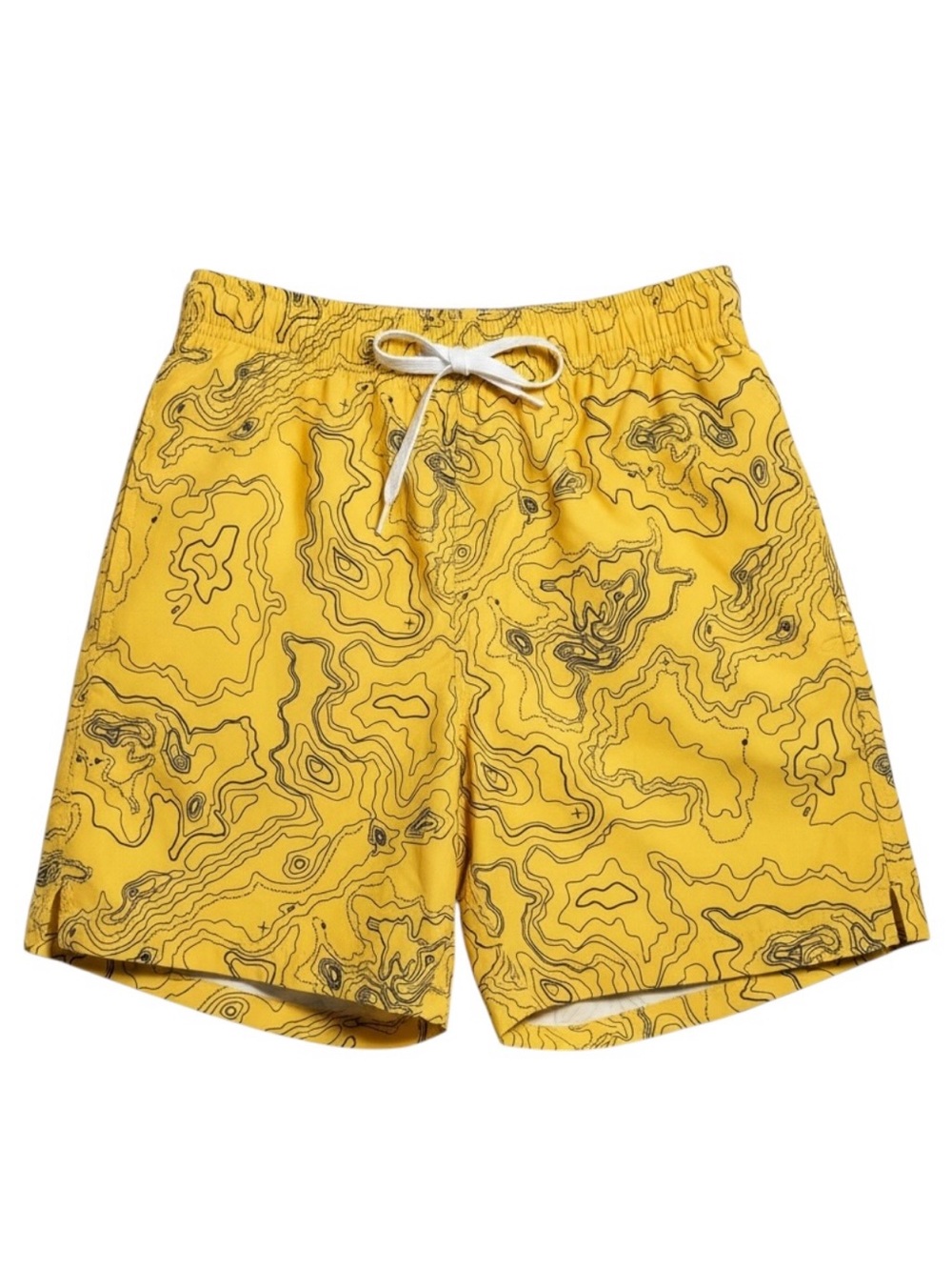 Bearbottom Yellow Topographic Print Swim Trunk Shorts Drawstring Beach Small